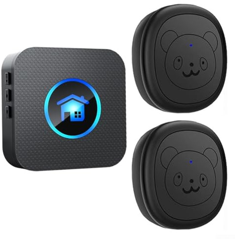 MeevrgR Smart Dog Sonnette de porte pour chien Sensible au toucher Volume réglable 55 sonneries ABS 82 x 82 x 25 mm Noir Installation rapide Support d'entraînement (1 récepteur + 2 boutons)