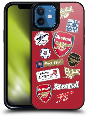 Head Case Designs Officially Licensed Arsenal FC Collage Logos Gel Armour Case [Military Grade Protection] Compatible With Apple iPhone 12 / iPhone 12 Pro
