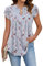 Cuptacc T Shirt Femme Manche Courte Col en V Tunique Femme Chic et Elegant Fleurs Chemise Tunique Gris Rose Floral, Petit S 34-36