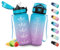 HoneyHolly Gourde Enfant 500 Ml, sans BPA, Gourde Sport, Gourde avec Paille, Anti-fuite, Bouteille d'eau Motivante avec Marqueur de Temps, Gourde Graduée, Bouteille pour Gymnase, École, Cyclisme