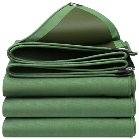 Lona verde resistente de 600 g/m², impermeable, con ojales fuertes, a prueba de polvo, para camping, barco, coche, picnic, muebles al aire libre (2 x 5 m)