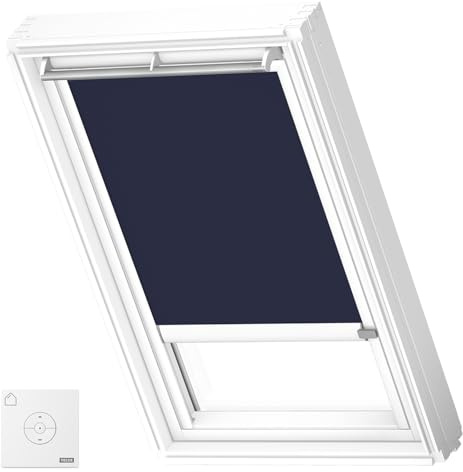 VELUX Original Store Occultant Électrique, Cadre Gris, MK04, Bleu Foncé