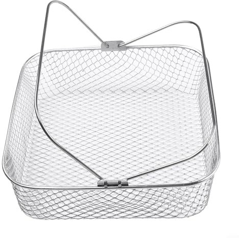Besttoolifes Cestello di ricambio per friggitrice ad aria quadrata in acciaio inossidabile 304 con manico, 21 x 20 x 7 cm, compatibile con friggitrici ad aria da 5,8-6 litri