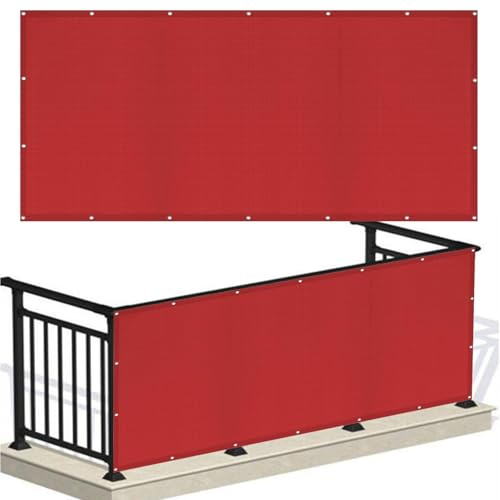 Brise Vue Jardin, Brise Vue 95 x 290 cm Protection UV Opaque Résistant Aux Contre Vent avec Attaches Écran de Confidentialité pour Balcon pour Jardin Extérieur, Rouge