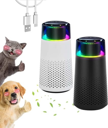 Luftreiniger Katzen, Eliminiere Katzengerüche Auf Autopilot, Leise, Schnell Wirkend, Tragbarer Luftreiniger mit LED-Licht für Auto und Zuhause (Mix*2)