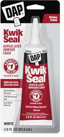 DAP Kwik Seal Kitchen & Bath Adhesive Caulk, White, 2.8 oz (7079800954)