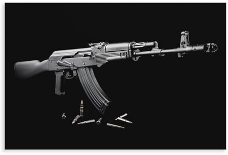 BQUWR AK-47 Waffen-Poster, Leinwand-Poster, Wandkunstdruck, Bild, Gemälde, 50 x 75 cm