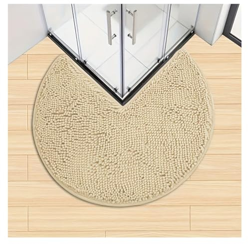 YDYAENIO Tappeto Angolare Doccia Tappetino da bagno angolare circolare antiscivolo morbido e spesso for il, assorbente, decorazione for la casa(Khaki)