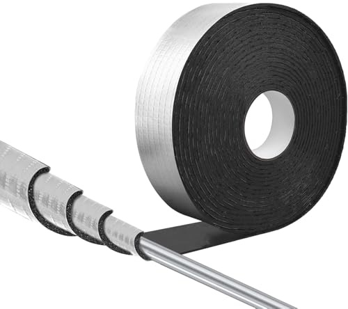 Isolant Tuyaux, Misolation pour Tuyau de Chauffage 10 m x 5 cm, Isolation Tuyau Exterieur, Tuyau D'isolation en Aluminium Auto-adhésive, Manchon Isolant Tuyaus (1 Rolle)