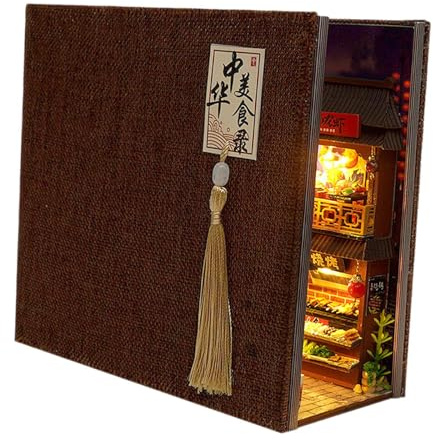 SUIOPPYUW 3D Puzzle Bücherregal aus Holz, Buchständer, einzigartiges Bastelset mit Leuchtaccessoires und Bastelmaterialien, 3D Puzzle Bücherregal aus Holz, Bücherregaleinsatz, Buchstütze, Miniatur