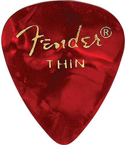 Fender Premium Celluloid 351 Shape Picks, dünn, Rot Moto, 12er-Pack