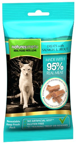 4 packs of Natures Menu Cat Treats Real Fish Salmon & Trout 60g