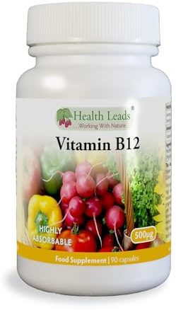 Vitamin B12 Methylcobalamin 500mcg | 90 Vegan Caps | Health Leads | 500mcg = 20,000% NRV, active methylcobalamin. 7 EU claims: energy, nerves, red blood cells, immunity. Vegan, Wales.