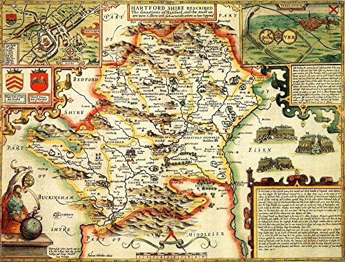 Ryco Originals HERT1 Hertfordshire Historical Map 1000 Piece Jigsaw Puzzle (1610). Free Print