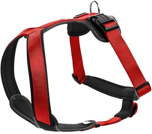 HUNTER Hundegeschirr NEOPREN, Farbe: rot/schwarz, strapazierfähiges Nylon, mit weichem Neopren gepolstert, reflektierendes 3M Scotchlite Reflective Material, pflegeleicht, komfortabel, Größe: S