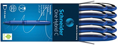 Schneider One Hybrid C Tintenroller mit Flüssigtinte, nicht einziehbar, Strichstärke 3 mm, Blau, 10 Stück
