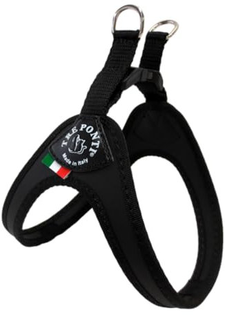 Tre Ponti Geschirr für Hunde, mit Click-Verschluss & schwarzem Rand Schwarz 2.5