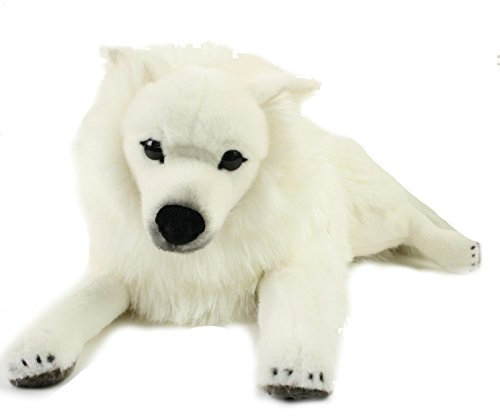 Teddys Rothenburg Kösen, Japanischer Spitz, 64 cm, liegend, weiß, Plüschspitz