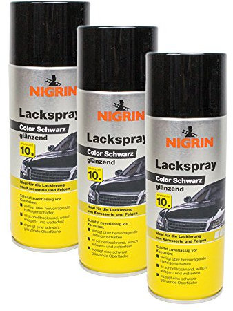 NIGRIN 3x 74113 Lackspray Color Schwarz glänzend 400 ml