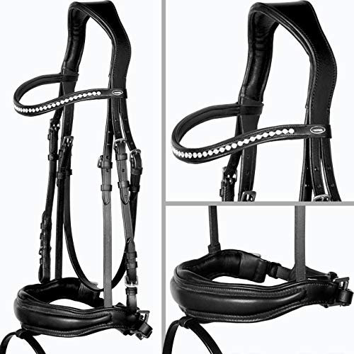 Heinick-Reitsport Trense Soft Schwarz anatomisch Custom ~ Diamant ~ WB VB Größe Vollblut/Cob