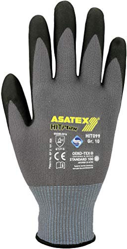 ASATEX Feinstrickhandschuh mit Mikroschaum-Beschichtung HIT099, grau/schwarz, Gr. 9 (12 Paar)