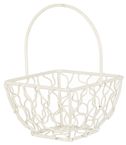 URBNLIVING Square Small Ivory Wire Mesh Basket