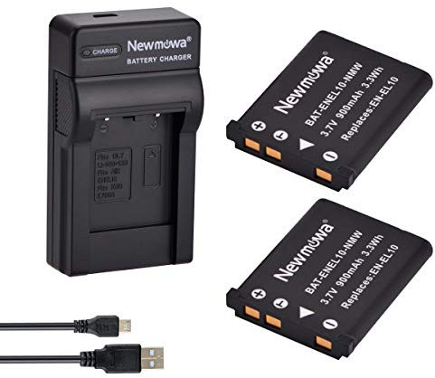 Newmowa EN-EL10 Batteria (confezione da 2) e Portable USB Caricatore kit per Nikon Coolpix S60, S80, S200, S202, S203, S205, S210, S220, S225, S230, S500, S510, S520, S570, S600