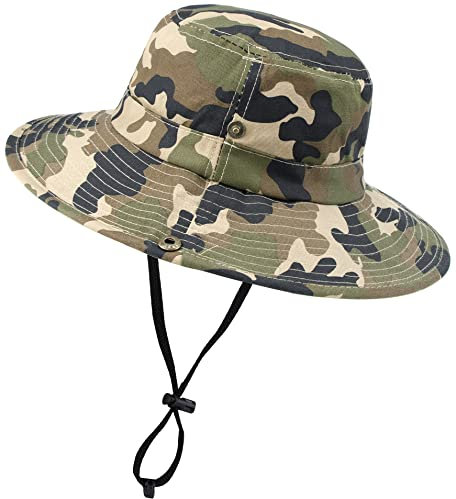 Eohak Sonnenhut, Bucket-Jungen, Camouflage, Fischmannmütze, verstaubar, Camouflage Armee grün, 7-14 Jahre