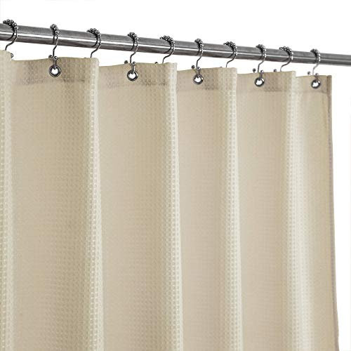 Barossa Design Kurzer Duschvorhang mit Waffelmuster, 167 cm Länge, 230 GSM, strapazierfähiger Stoff, Hotel, Luxus, Spa, wasserabweisend, maschinenwaschbar, cremefarben, 180 x 167 cm