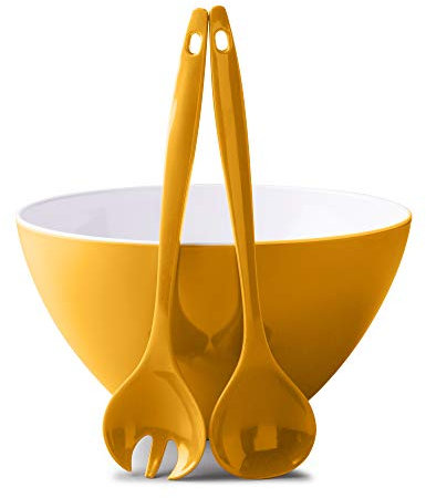 Zeal G217MSET Salad Bowl and Server Set-Mustard, Melamine