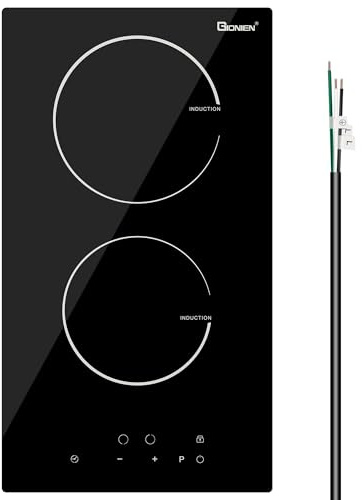Induction Cooktop 12 Inch, 220V~240V, 2 Burners Electric Cooktop,3500W, 12'' Built-in Double Electric Stove Top Countertop Cooker with Hard Wire,No Plug
