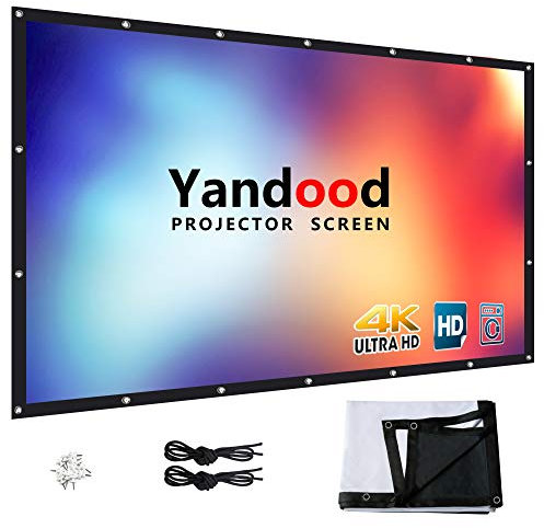 Projector Screen 120 inch 16:9 HD Portable Foldable Silver Black Backing Projection Screen Anti-Crease Movies Screen for Home Outdoor Indoor Theater