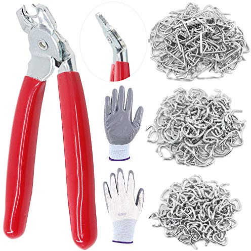 Swpeet 360 anillos de cerdo galvanizados de 3/4 pulgadas 1/2 pulgadas 3/8 pulgadas con alicates de anillo de cerdo en ángulo, kit de instalación profesional de cerdo para tapicería para amortiguación