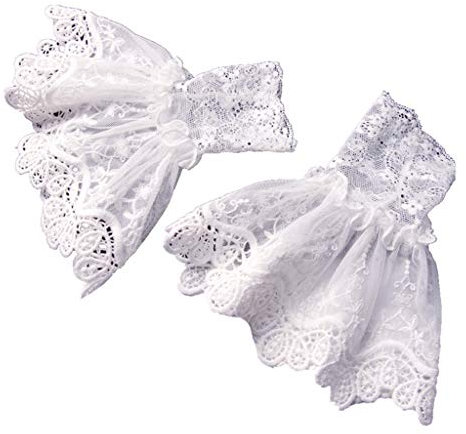 GUMEI Female Sweater Fake Sleeves Hollow Crochet Lace Ruffles Horn Cuffs Wrist Warmers