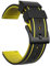 ULLCHRO Bracelet Montre Remplacer Silicone Bracelet Montre - 20, 22, 24, 26mm Caoutchouc Montre Bracelet avec Acier Inoxydable Boucle Argent (22mm, Yellow & Black)