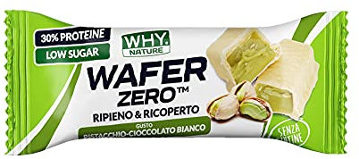 Wafer Zero rellenado y recubierto. Sabor pistacho y chocolate blanco. Sin gluten. Wafer de 35 g.