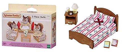 SYLVANIAN FAMILIES 4464 Set de sofá y sillones + 5019 Set Cama Doble