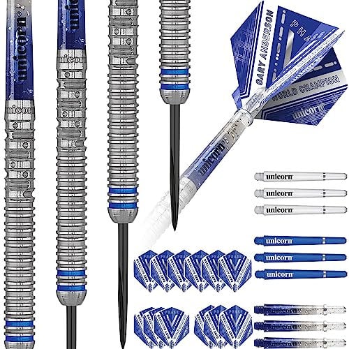 Unicorn World Champion Natural Dartpfeile, blau/Silber, 23 g