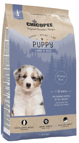 Chicopee Classic Nature Line | Puppy | Hundefutter trocken | Mit Lamm & Reis | Weizenfrei | Bedarfsgerechtes Life-Cycle-Konzept | Inspiriert von der Natur Kanadas | 2 kg