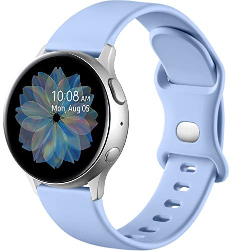 Mastten Correa de Silicona Compatible con Samsung Galaxy Watch Active 2 40mm/44mm, 20mm Pulsera Deportiva con Hebilla de Doble Orificio para Galaxy Watch 4/Watch 4 Classic/Watch3 41mm, L Lila