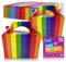 SOL 20pk Large Rainbow Birthday Party Boxes for Kids Party Food - Easy to Assemble, Handle for Cake and Treats, Perfect for Snacks, Goodies, and Lunches - Bright Design for Birthdays and Celebrations
