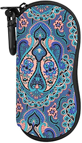 MoKo Astuccio per Occhiali da Sole, Custodia per Occhiali Portatile a Cerniera, Sacchetto di Neoprene Morbido con Clip da Cintura, per Occhiali, Montature, Cosmetici, Chiavi, Penne, Piuma di Pavone