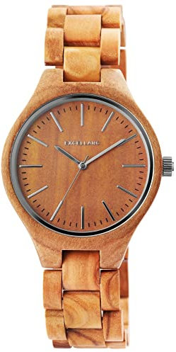 Excellanc Design Holz Herren Armband Uhr Braun Analog Mode Trend Quarz