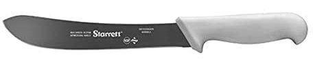 Starrett Professional Stainless Steel Chefs Steak Knives Narrow Curved Profile - 8-inch (200mm) - White Handle