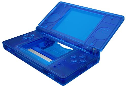 eXtremeRate Cover Scocca Tasti Ricambio per Nintendo DS Lite,Custodia Pulsanti Kit Shell Case per Nintendo DS Lite NDSL(NON Include Console)-Trasparente Blu
