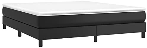 vidaXL Bettgestell, Polsterbett Bett für Schlafzimmer, Bettrahmen mit Lattenrost, Kunstlederbett Doppelbett, Schwarz 160x200cm Kunstleder