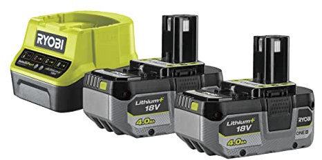 Kit d'alimentation Ryobi RC18120-240X avec chargeur et 2 batteries de 4,0 Ah ONE+ 18 V