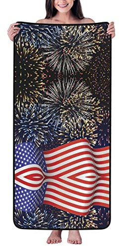 KIDINN Badetuch mit USA-Flagge, Samt, weich und bequem