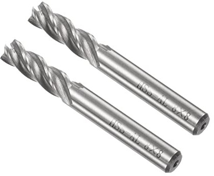 QUARKZMAN 8mm Embout Carré Mills x 2PCS Haute Vitesse Acier 4 Flûtes Fraisage Fraises pour Rainure Usinage, [8mm Tige, 65mm Longueur]
