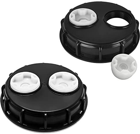 WOOLUCK® 2 Piezas Tapón de Depósito IBC 163mm,IBC Tapa Adaptador Tanque con Orificios de ventilación Dobles, para deposito Agua 1000 litros,Barriles de Lluvia